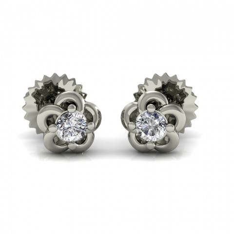 White Sparkle Solitaire Studs